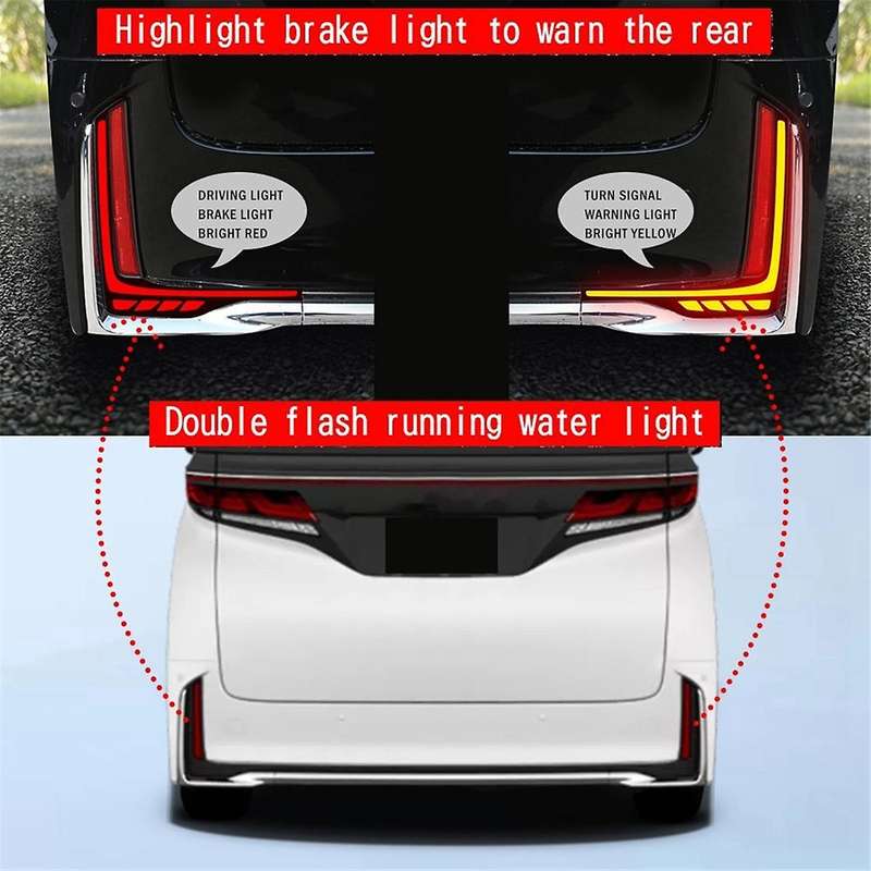 Car LED Rear Bumper Reflector Dynamic Brake Light Tail Lamp for VELLFIRE 40 Series 2023+ Turn Signal
