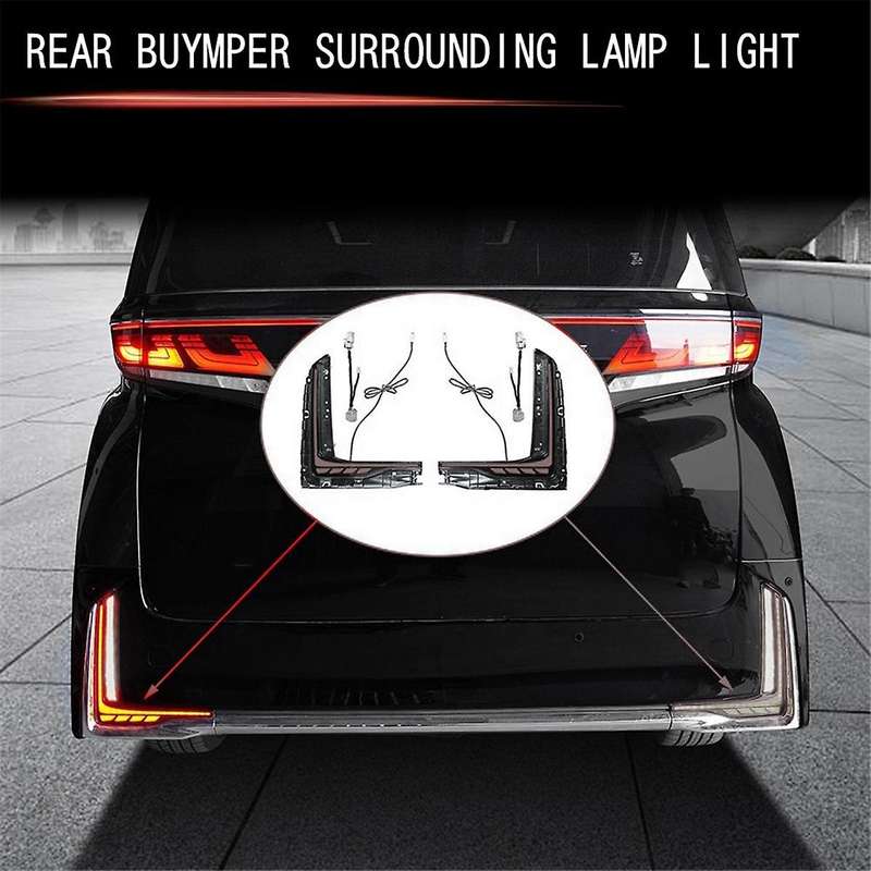 Car LED Rear Bumper Reflector Dynamic Brake Light Tail Lamp for VELLFIRE 40 Series 2023+ Turn Signal