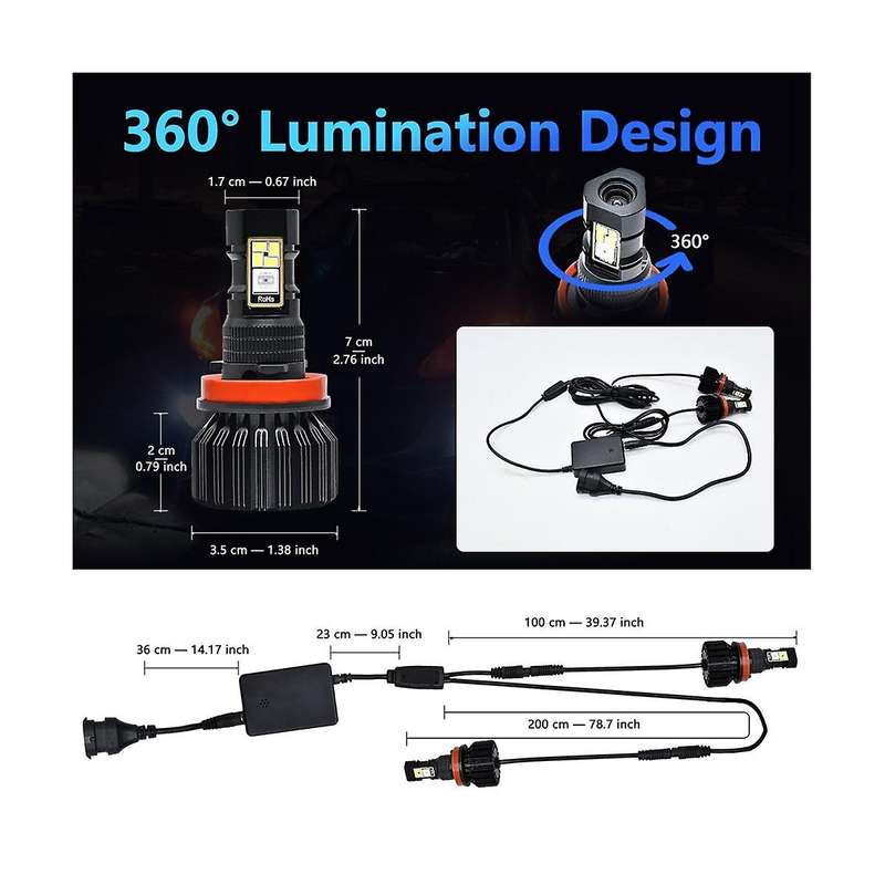 Car Led Rgb Headlight App Bluetooth-compatible Control Multi Colors Led Fog Lights Bulbs ,h8 H9 H11