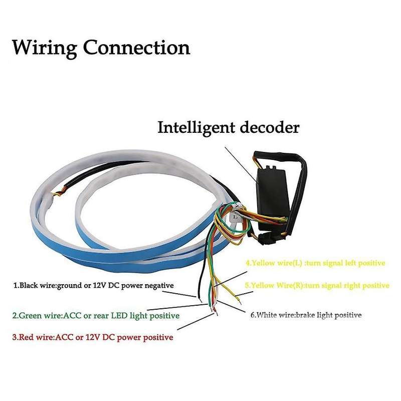 Car Led Strip Lighting Rear Trunk Tail Light Dynamic Streamer Brake Turn Signal Reverse Warning Ligh