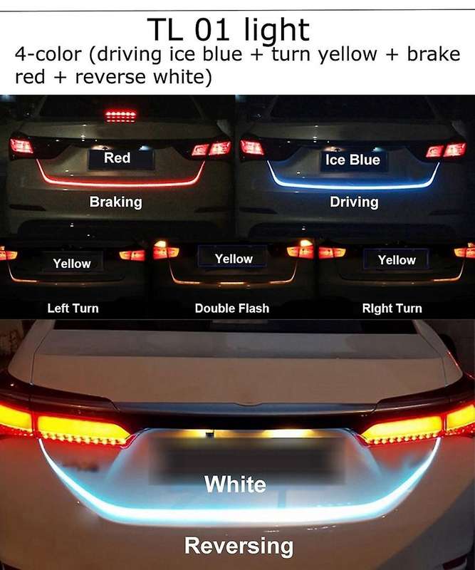 Car Led Strip Lighting Rear Trunk Tail Light Dynamic Streamer Brake Turn Signal Reverse Warning Ligh