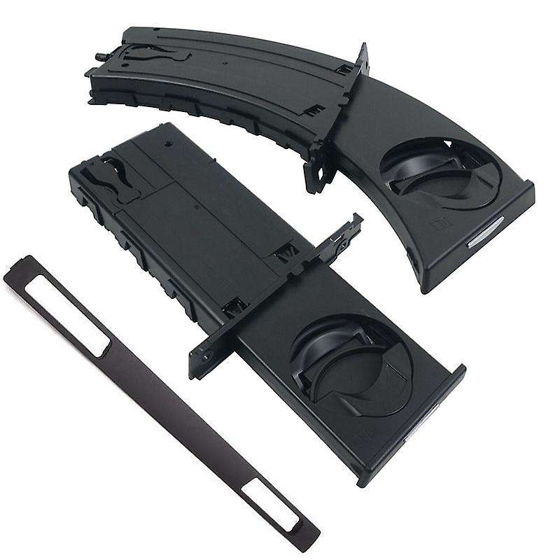 Car Left & Right Cup Holder Set with Trim Panel Black for E90 E91 E92 E93 2005-2012 51459173469 5145