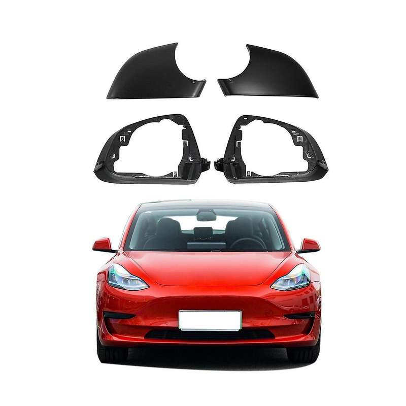 Car Left & Right Side Door Mirror Lower Cover with Frame Black for 2017-2021