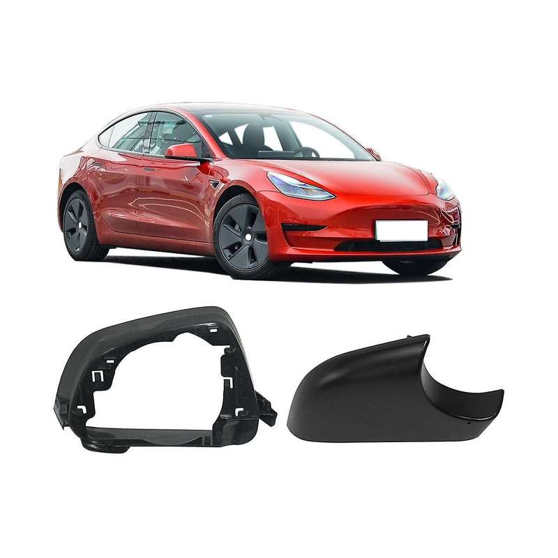 Car Left & Right Side Door Mirror Lower Cover with Frame Black for 2017-2021