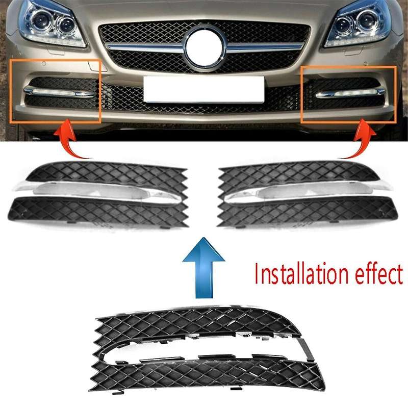 Car Left Front Bumper Fog Light Bezel Grille Driving Light Cover Grille for - Class R172 W172 2012-2