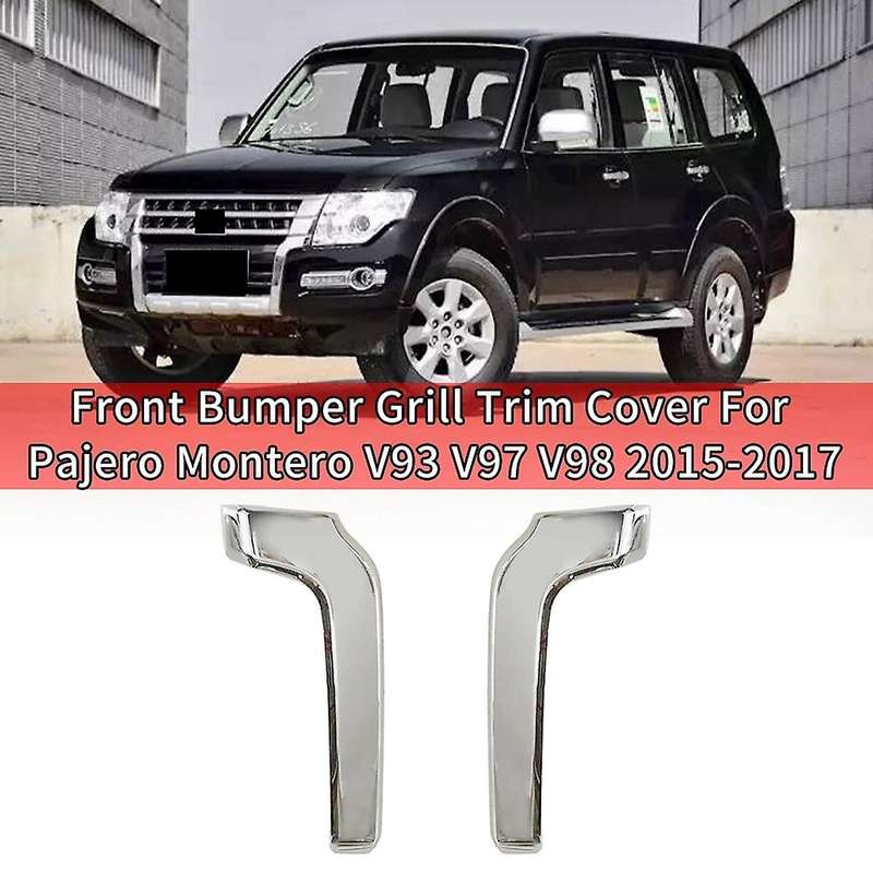 Car Left Front Bumper Grill Chrome Trim Molding Decorative Cover for Montero V93 V97 V98 2015-2017