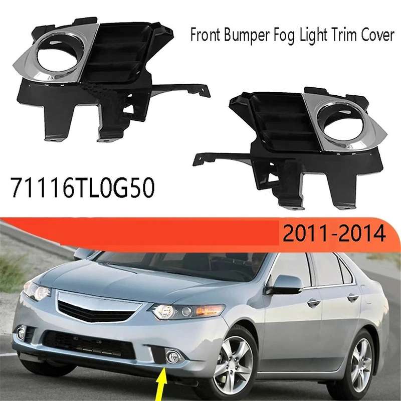 Car Left Front Bumper Fog Light Trim Cover Daytime Running Lights Grille Frame for Tsx 2011-2014 711