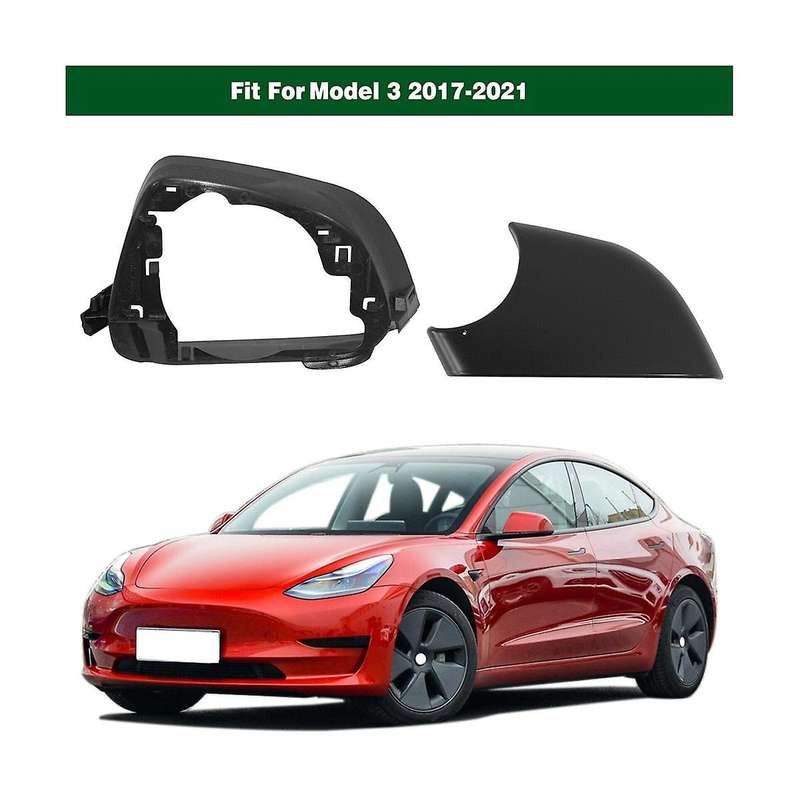 Car Left Side Door Mirror Lower Cover with Frame Black for Model 3 2017-2021