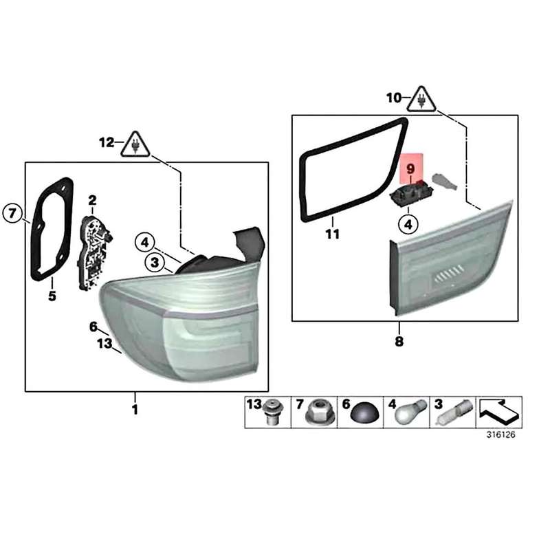 Car Left Tail Light Bulb Socket Side Rear Light Bulb Tray Holder for X5 E70 X5 E70 63217262575