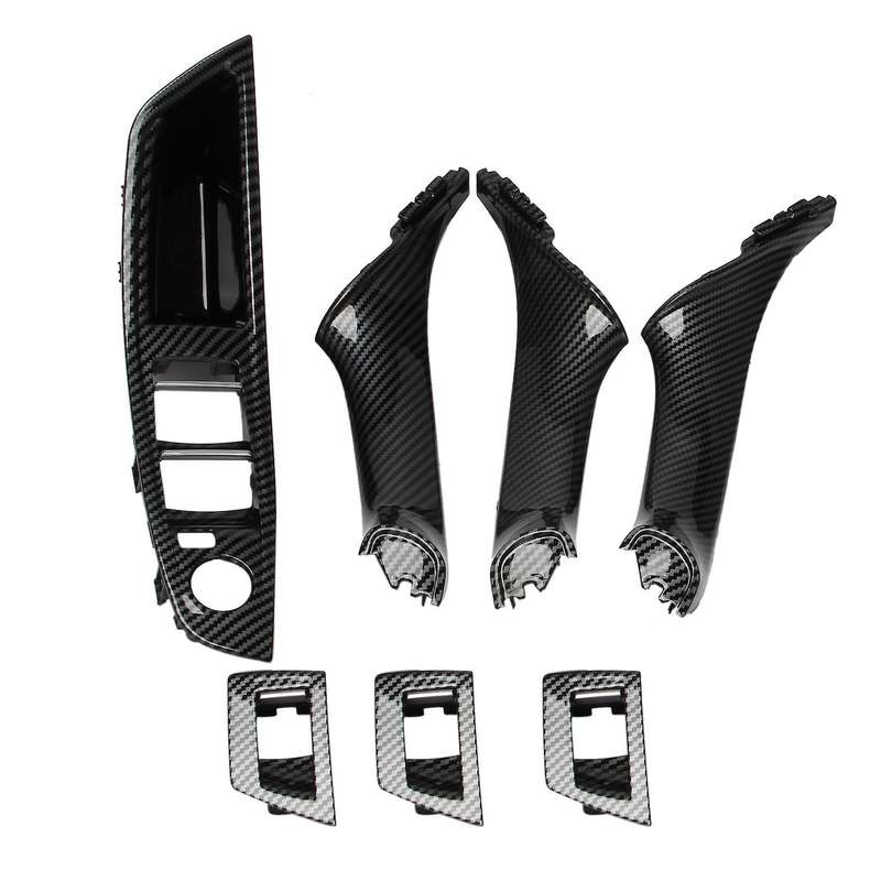 Car LHD Interior Door Carbon Fiber Pull Handle Window Switch Panel Set for 5 Series F10 F11 F18 520I