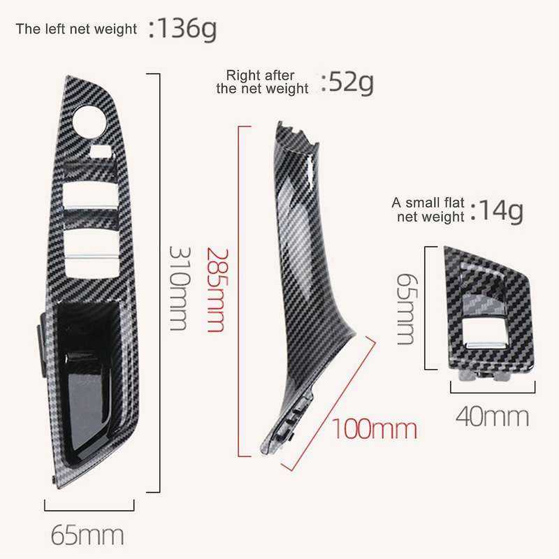 Car LHD Interior Door Carbon Fiber Pull Handle Window Switch Panel Set for 5 Series F10 F11 F18 520I