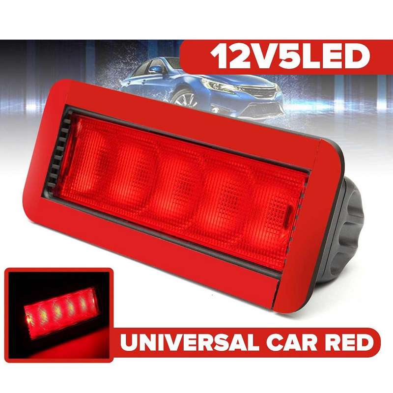 Car Light Warning Light 5LED 12V Rear Tail 3Rd Brake Lamp Fog Light High Mount Lamp Red