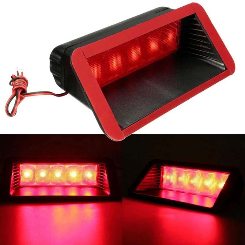 Car Light Warning Light 5LED 12V Rear Tail 3Rd Brake Lamp Fog Light High Mount Lamp Red