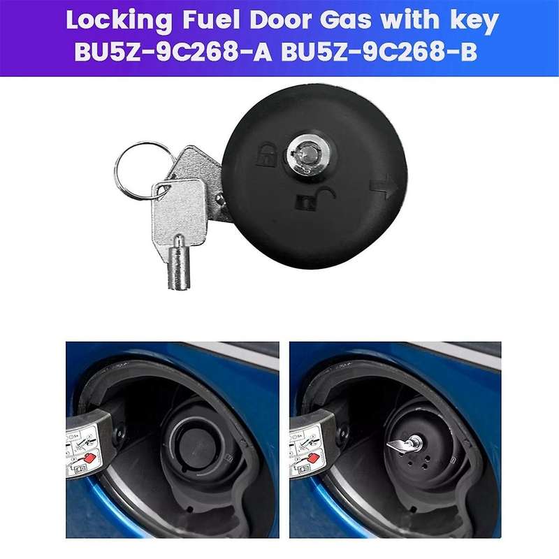Car Locking Fuel Door Gas with Key BU5Z-9C268-A BU5Z-9C268-B for 2015-2022 Fuel Fill Lock