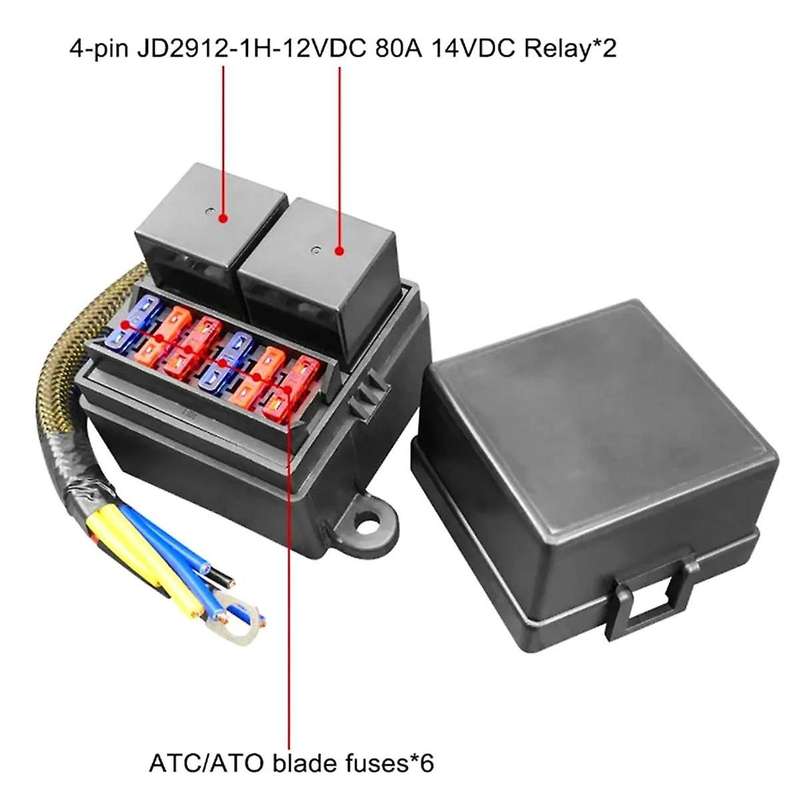 Car Marine RV Boat Truck Fuse Relay Box Waterproof Pre Wired Holder Block Parts 14V 6 Atc Fuse Hold