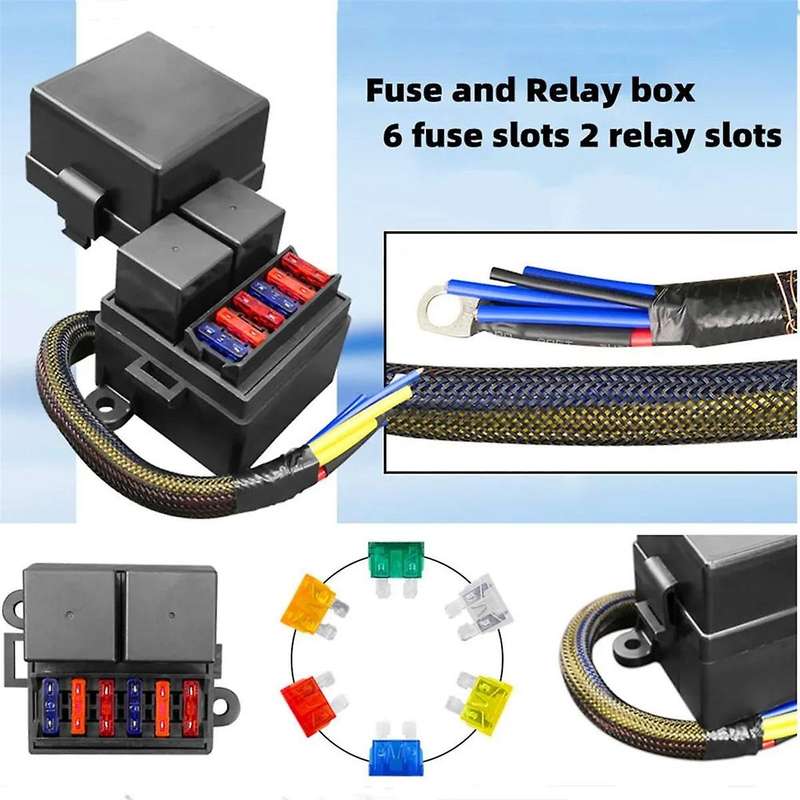 Car Marine RV Boat Truck Fuse Relay Box Waterproof Pre Wired Holder Block Parts 14V 6 Atc Fuse Hold