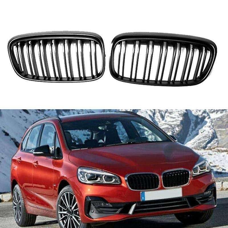 Car Matte Black Dual-Slat Grille Front Bumper Kidney Grille for- 2-Series F45 F46 2014-2016