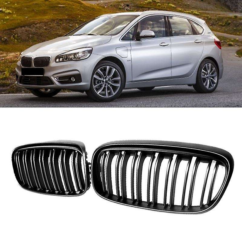 Car Matte Black Dual-Slat Grille Front Bumper Kidney Grille for- 2-Series F45 F46 2014-2016