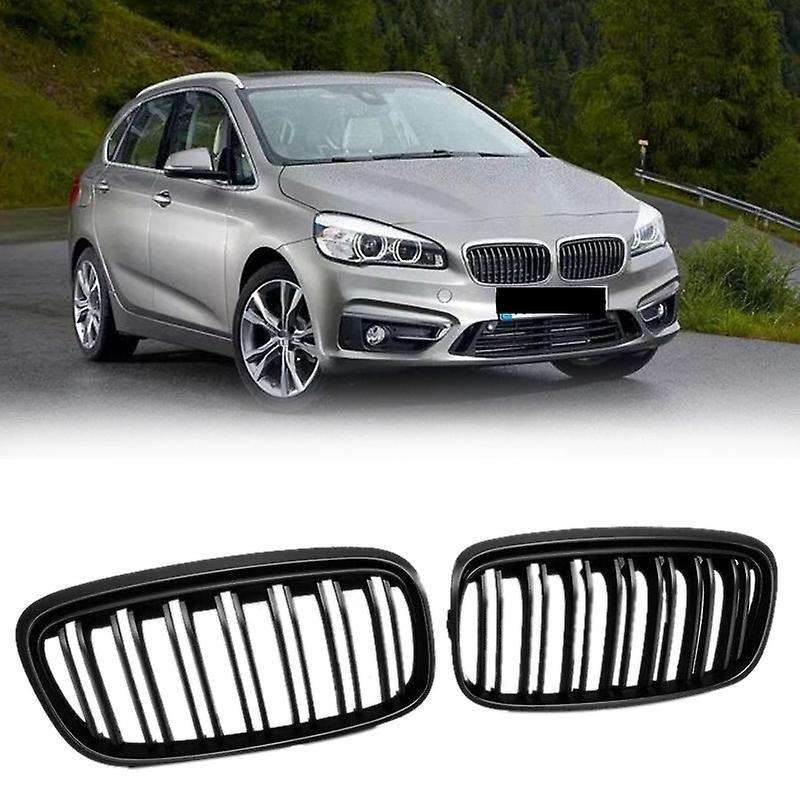 Car Matte Black Dual-Slat Grille Front Bumper Kidney Grille for- 2-Series F45 F46 2014-2016