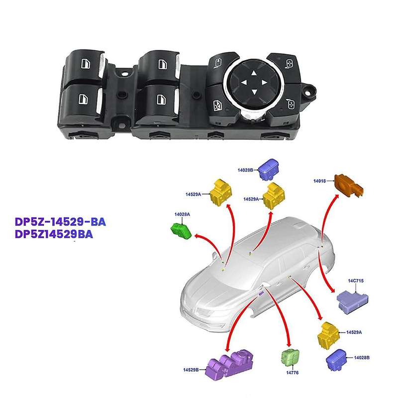 Car Master Window Switch DP5Z-14529- for MKZ 2015-2020 Power Window Lift Switch Control Button