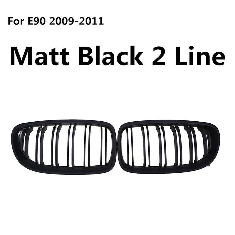 Car Matte Black Double Slat Front Kidney Grille Grill for- 3 Series E90 E91 2009 2010 2011