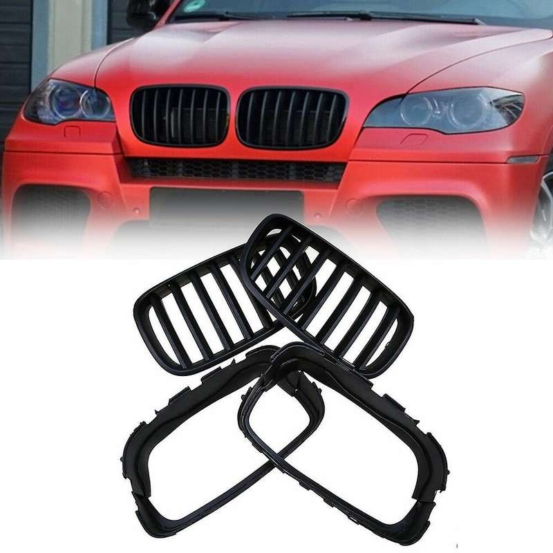 Car Matte Black Kidney Grill Grille Pair for X5 X5M X6 X6M E70 E71 2007-2013