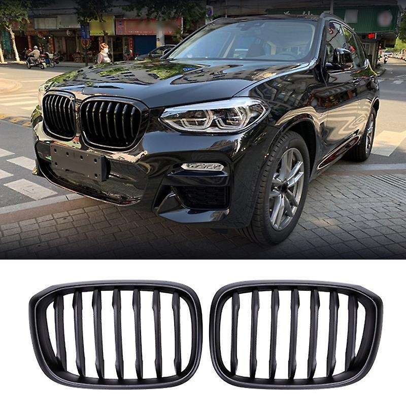 Car Matte Black Two Line Front Hood Kidney Grille Grill for  X3 G01 X4 G02 2018-2020