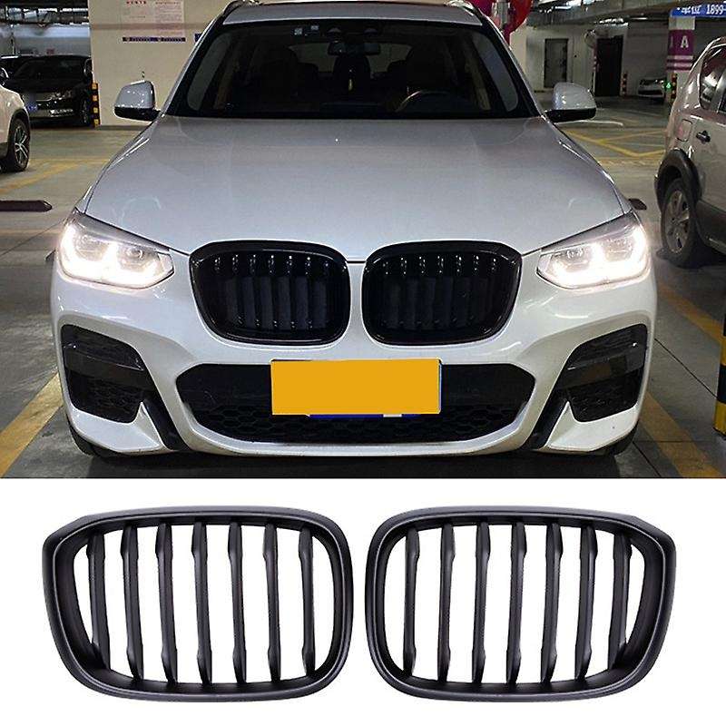 Car Matte Black Two Line Front Hood Kidney Grille Grill for  X3 G01 X4 G02 2018-2020