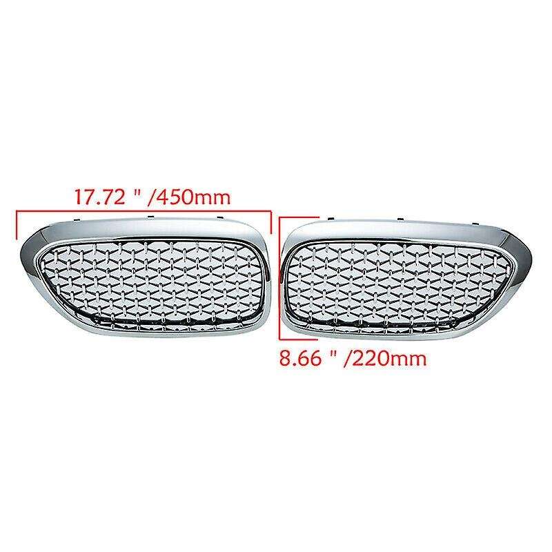 Car Mesh Front Kidney Grille Grill Fit for  5 Series G30/G38 2017-19 Silver