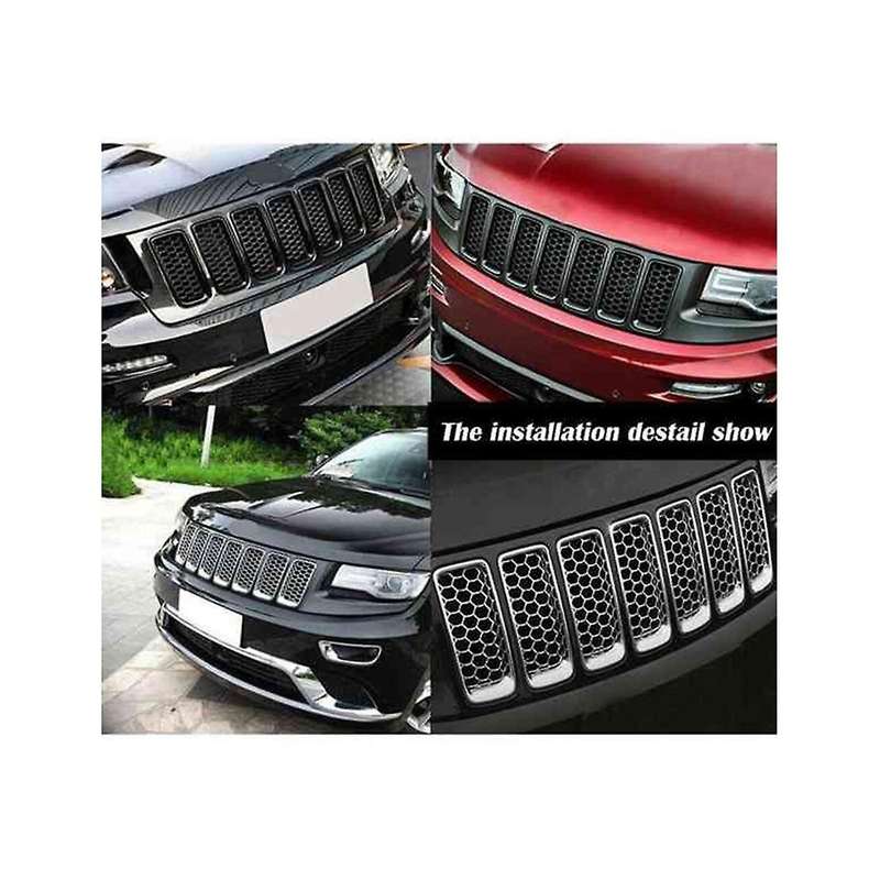 Car Middle Mesh Grille Front Grille Inserts Trim Mesh Kit for Grand 2014-2016 Silver 68143075ab