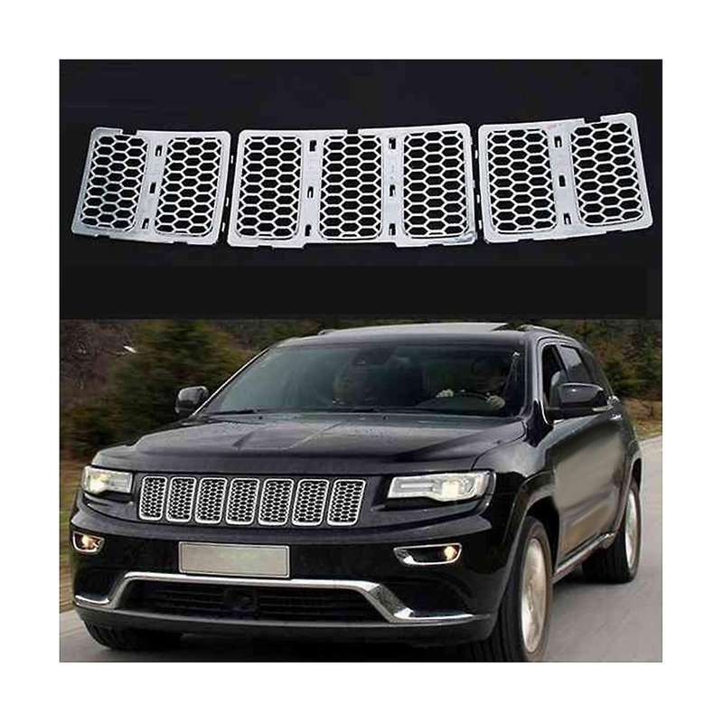 Car Middle Mesh Grille Front Grille Inserts Trim Mesh Kit for Grand 2014-2016 Silver 68143075ab