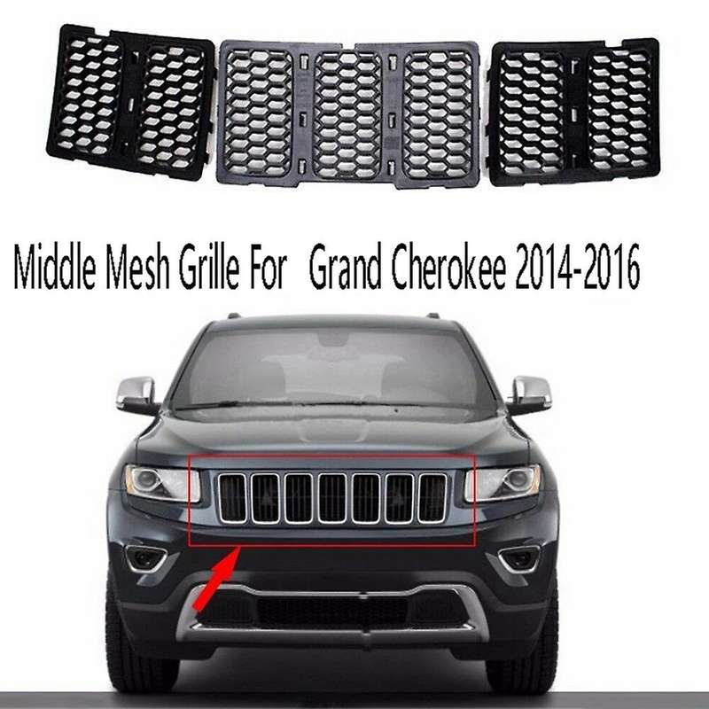 Car Middle Mesh Grille Front Grille Inserts Trim Mesh Kit for Grand 2014-2016 Black
