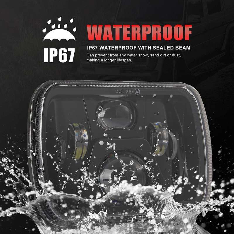 Car Modified Headlights 250 Watts Square 7Inch (5X7)/(7X6) LED Truck Headlights (Right and Left Eyes