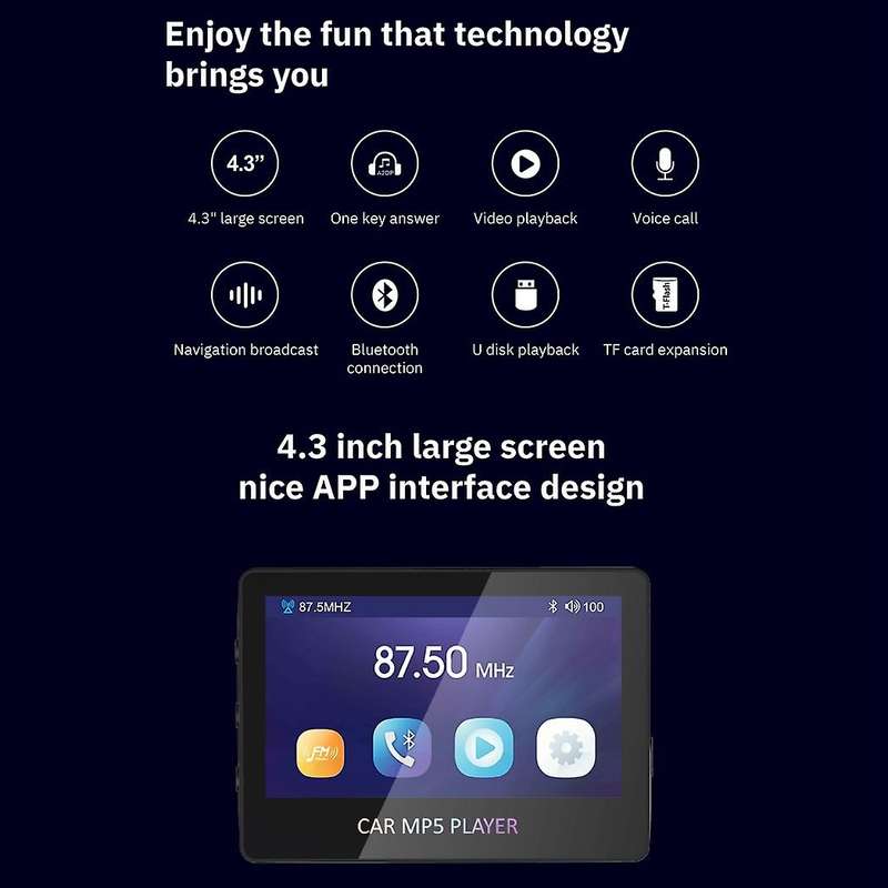 Car Mp5 Player Bluetooth 5.0 Fm Transmitter Support Tf U Disk Music Player Car Player Car Electronic