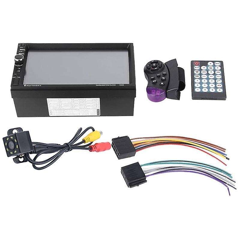 Car MP5, 7060B 7Inch HD TFT Screen Bluetooth Car MP5 Video Player FM Radio AUX USB Rear View Camera