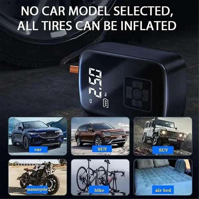 Car Mounted Wireless Digital Display Inflation Pump Portable Wireless Air Pump Tire Inflator with P