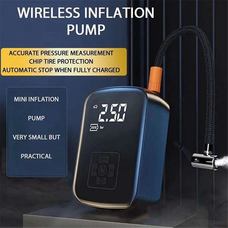Car Mounted Wireless Digital Display Inflation Pump Portable Wireless Air Pump Tire Inflator with P
