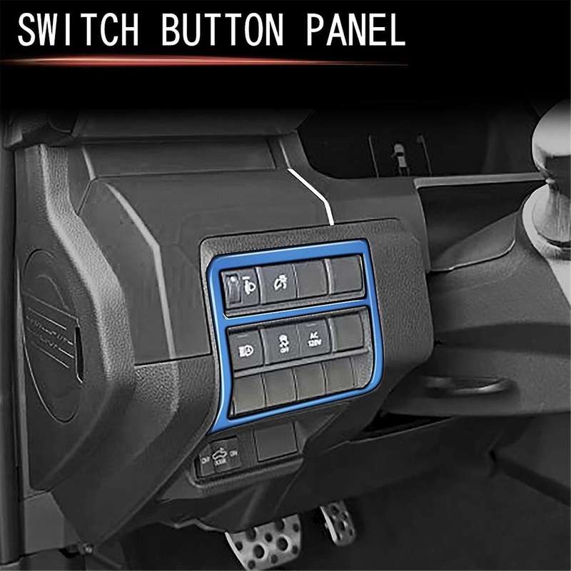 Car Multifunction Switch Panel Trim Frame Cover Sticker for 2024 Car Interior Accessories Blue