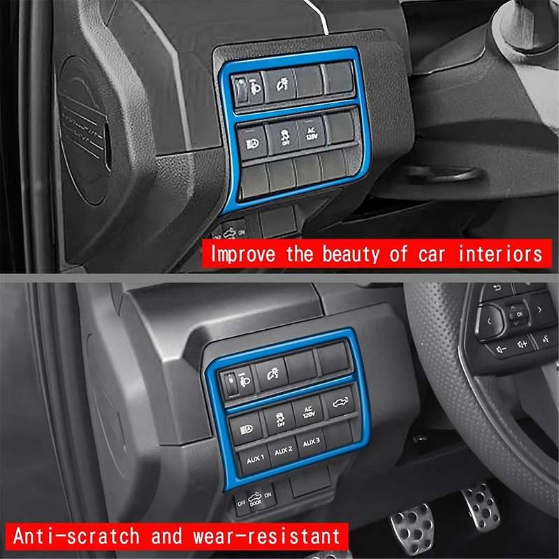 Car Multifunction Switch Panel Trim Frame Cover Sticker for 2024 Car Interior Accessories Blue