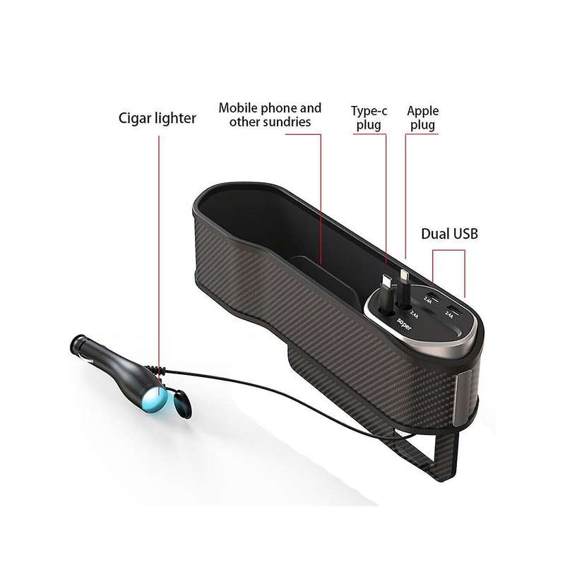 Car Organizer Multifunctional Car Storage Box Car Interior Supplies Storage Box Type-c Dual Usb Wir