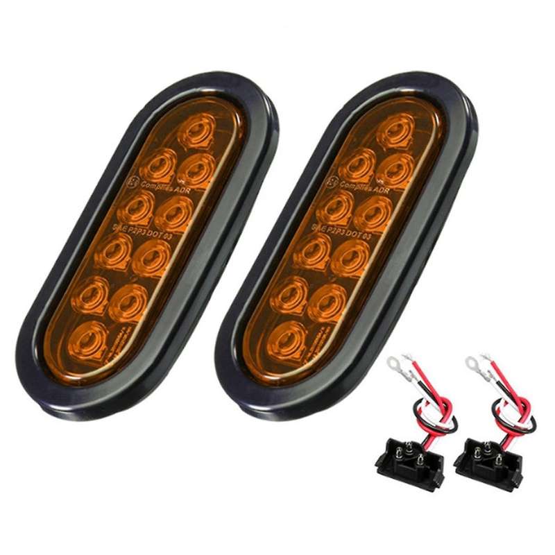 Car Oval 10led Light Bulbs Brake Lights with Plug12v Turn Signal Lights Universal for Most Cars Truc
