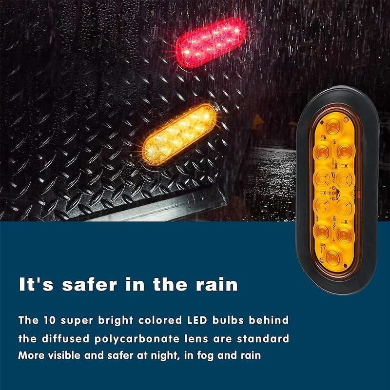 Car Oval 10led Light Bulbs Brake Lights with Plug12v Turn Signal Lights Universal for Most Cars Truc