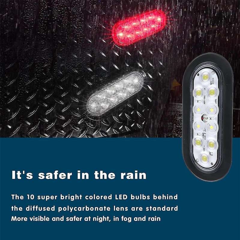 Car Oval 10led Light Bulbs Brake Lights with Plug12v Turn Signal Lights Universal for Most Cars Truc