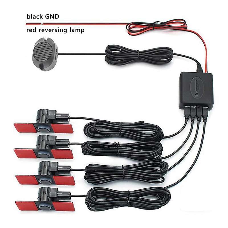 Car Parking Sensor Assistant 4 Sensor Flat Sensors Reverse Sound Buzzer Alarm Sound