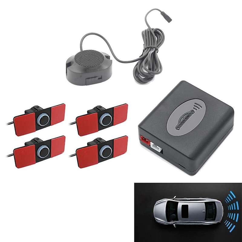 Car Parking Sensor Assistant 4 Sensor Flat Sensors Reverse Sound Buzzer Alarm Sound