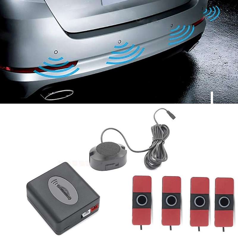 Car Parking Sensor Assistant 4 Sensor Flat Sensors Reverse Sound Buzzer Alarm Sound