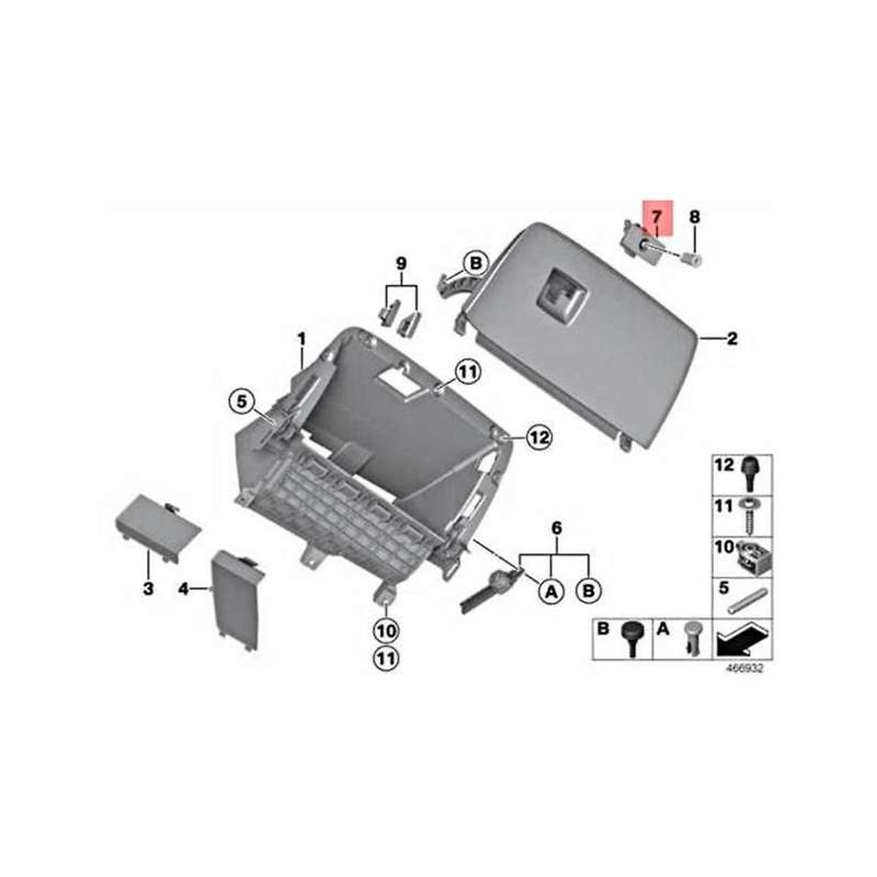 Car Passenger Glovebox Opener Cover 51169242098 for F25 F26 X3 X4 2011-2017 Instrument Storage Box L