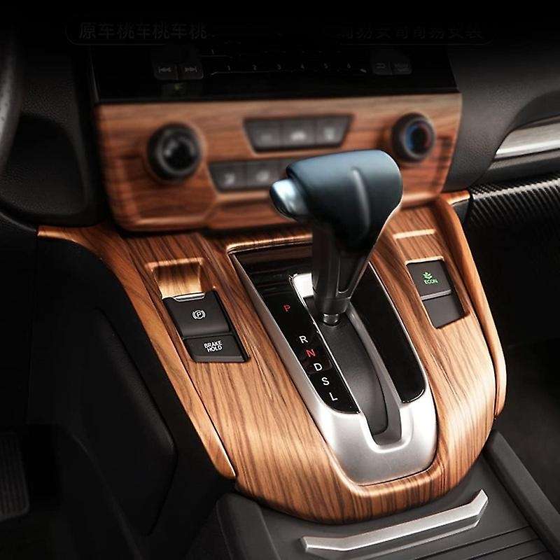 Car Peach Wood Grain Gear Panel Cover and Center Console CD Panel Cover Trim for -V 2017 2018 2019 2
