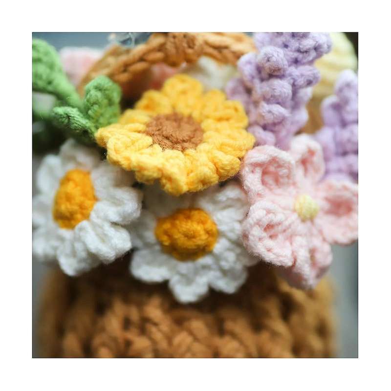 Car Plant Ornament Car Decorative Rearview Mirror Pendant Cute Car Mirror Ornament Knitted Rearview