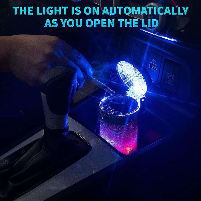 Car Portable Ashtray Car Ashtray with Led Light Cup Holder Ashtray with Color Led Light for Truck O
